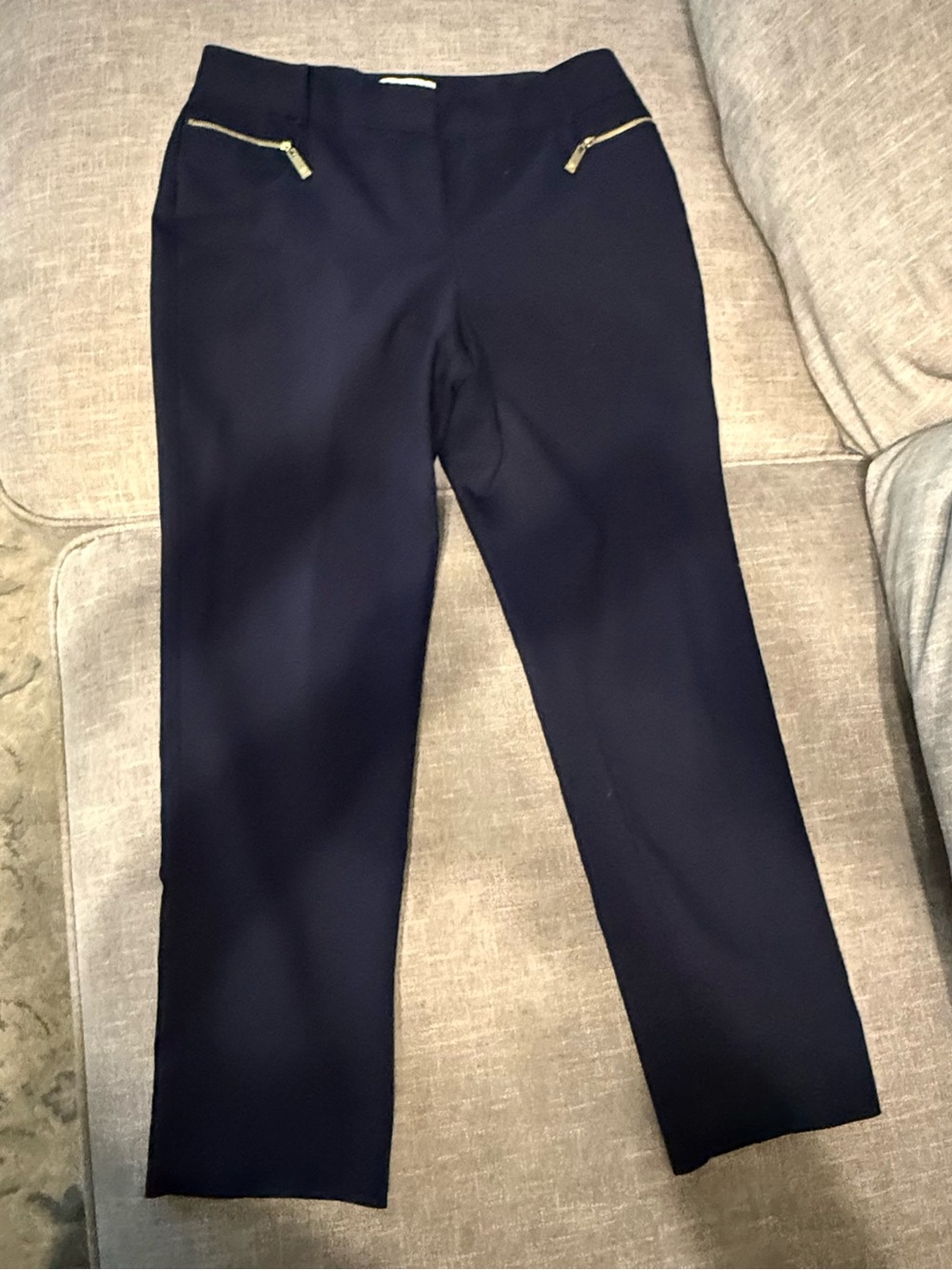 Chaus Navy Blue Women's Trousers with Gold Zippers